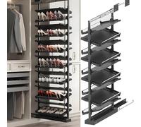 Étagère à chaussures coulissante pour placard - Organisateur vertical extensible et réglable, étagère métallique peu encombrante, conception rétractable pour un accès facile - Convient aux p