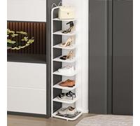 Étagère à chaussures d'angle à 10 niveaux pour petits espaces, chaussures verticales en métal pour entrée, couloir et chambre à coucher, assemblage sans outils (couleur : blanc, taille : 8 niveaux)