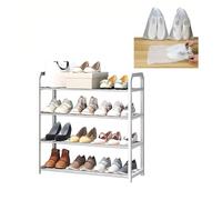 Étagère À Chaussures De 3/4/5 Niveaux, Porte-Chaussures En Métal Sur Pieds, Range-Chaussures De Grande Capacité Gain De Place, Meuble De Rangement Avec 10 Surchaussures(White,65*19*58 cm(4 Tier))