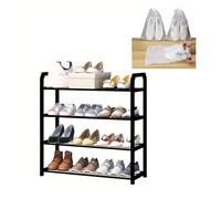 Étagère À Chaussures De 3/4/5 Niveaux, Porte-Chaussures En Métal Sur Pieds, Range-Chaussures De Grande Capacité Gain De Place, Meuble De Rangement Avec 10 Surchaussures(Black,56*19*58 cm(4 Tier))