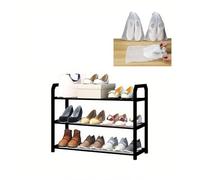 Étagère À Chaussures De 3/4/5 Niveaux, Porte-Chaussures En Métal Sur Pieds, Range-Chaussures De Grande Capacité Gain De Place, Meuble De Rangement Avec 10 Surchaussures(Black,56*19*43 cm(3 Tier))