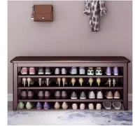 Étagère à chaussures d'entrée en bois massif avec siège, organiseur de rangement multifonctionnel pour chaussures et outils, solution de maison peu encombrante