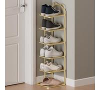 Étagère à chaussures dorée à 6 niveaux - Gain de place élégant pour l'entrée et le salon, organiseur de chaussures à plusieurs niveaux, solution de rangement élégante pour optimiser l'espace