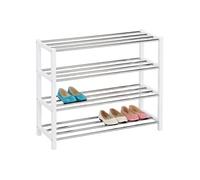 Etag?Re ? Chaussures Dublin Rangement Porte-Chaussures Avec 4 Niveaux Pour 14 Paires En M?Tal Chrom? Et Laqu? Blanc Blanc