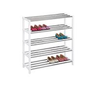 IDIMEX Etagère à Chaussures Dublin Rangement Porte-Chaussures avec 5 Niveaux pour 20 Paires en métal chromé et laqué Noir