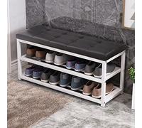 Étagère à chaussures durable à 3 niveaux avec siège rembourré en cuir pour économiser de l'espace pour un rangement efficace dans les couloirs et les entrées, solution de rangement robuste pour