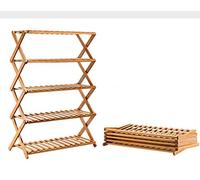 Étagère à chaussures élégante en bambou à 5 niveaux pour couloir, salon, chambre à coucher et salle de bain Support polyvalent pour plantes 70 x 28 x 80 cm