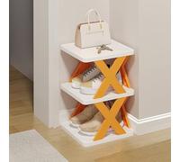 Étagère à chaussures empilable à 3 niveaux - Tour de rangement étroite en plastique pour les petits espaces - Design en forme de X facile à nettoyer multicouche pour la maison et l'entrée