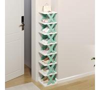 Étagère à chaussures empilable à 8 niveaux - Gain de place sur pied pour les petits espaces Tour en plastique avec support en forme de X - Facile à nettoyer, parfaite pour l'entrée et le placard