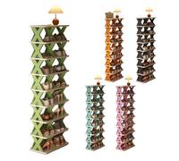 Étagère à chaussures empilable à 8 niveaux pouvant contenir 16 ou 20 paires d'étagères de rangement modulaires en plastique pour entrée, salle de bain, couloir, placard, vert, 26 x 48 x 116,5 cm