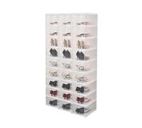 Étagère à chaussures empilable transparente avec couvercle - 9 niveaux et 27 compartiments pour économiser de l'espace pour l'entrée ou la chambre à coucher Design indendent pour un accès facile.