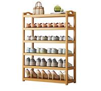 Étagère à chaussures en bambou, 6 niveaux de rangement robuste et respectueux de l'environnement, design peu encombrant et anti-poussière pour une maison organisée