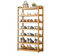 Étagère à chaussures en bambou, 6 niveaux de rangement robuste et respectueux de l'environnement, design peu encombrant et anti-poussière pour une maison organisée