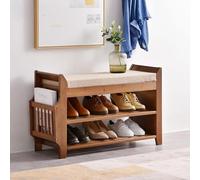 Étagère à chaussures en bambou à 3 niveaux avec tiroir caché et support latéral, solution de rangement peu encombrante pour entrée, couloir, salon et chambre à coucher