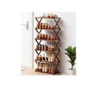 Étagère à chaussures en bambou à 5 niveaux pour 32 à 40 paires - Design fin - Finition marron élégante - Support à chaussures polyvalent pour entrée et chambre à coucher