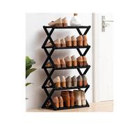 Étagère à chaussures en bambou à 5 niveaux pour économiser de l'espace pour ranger 32 à 40 paires - Design fin et polyvalent - Finition noire élégante - Parfait pour le rangement et la décoration de