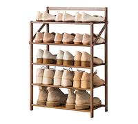 Étagère à chaussures en bambou à 5 niveaux pour entrée, couloir et chambre à coucher, économie d'espace, étagère de rangement en bois avec design pliable et finition marron, parfaite pour ranger les