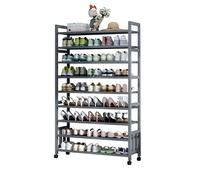 Étagère à chaussures en bambou à 9 niveaux avec roulettes pour économiser de l'espace pour entrée, salon, chambre à coucher, design haut et étroit (couleur : B taille : 80 cm)