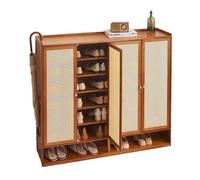 Étagère à chaussures en bambou, armoire fine en bois avec portes, marron rétro, pour salon et cuisine, 120 x 32 x 94 cm, solution de rangement