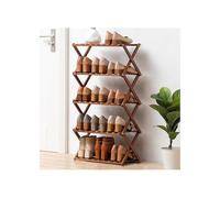 Étagère à chaussures en bambou avec 5 niveaux, gain de place, pour placard, peut contenir 32 à 40 paires de chaussures marron, solution de rangement élégante pour chaussures, design polyvalent et