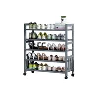 Étagère à chaussures en bambou avec roulettes, étagère verticale à cinq couches, adaptée pour couloir, armoire, entrée, salon, étagères amovibles, cadre stable