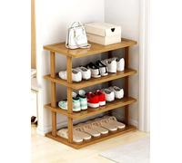 Étagère à chaussures en bambou étroit empilable pour couloir, chambre à coucher, entrée, placard - Grande capacité à assembler facilement (65 cm, 4 niveaux)