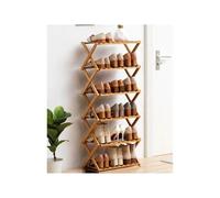 Étagère à chaussures en bambou naturel à 5 niveaux - Gain de place pour chaussures fines - Peut contenir 32 à 40 paires - Meuble à chaussures élégant pour placard - Meuble de maison polyvalent
