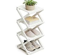 Étagère à chaussures en bambou - Pas d'assemblage requis, organisateur de chaussures pliable haut et étroit, étagère multifonctionnelle peu encombrante pour entrées, coins, chambres, balcons, 4