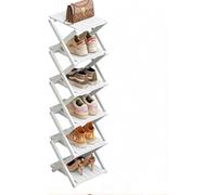 Étagère à chaussures en bambou - Pas d'assemblage requis, organisateur de chaussures pliable haut et étroit, étagère multifonctionnelle peu encombrante pour entrées, coins, chambres, balcons, 6