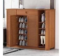 Étagère à chaussures en bambou pour 23-28 paires avec 1 tiroir et 4 portes à volet - Armoire idéale pour salon, entrée, couloir