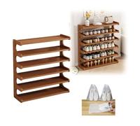 Étagère à chaussures en bambou - Support de rangement à 4 niveaux avec couvercles anti-poussière pour couloir porte et entrée - Étagère à chaussures élégante marron (80 cm)
