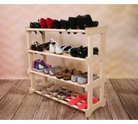 Étagère à chaussures en bois de pin 100 × 30 × 74 cm - 4 étagères - naturel