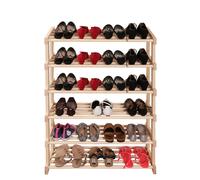 Étagère à chaussures en bois de pin 60 × 30 × 118 cm - 6 étagères - naturel