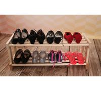 Étagère à chaussures en bois de pin 60 × 30 × 30 cm - 2 étagères - naturel