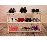 Étagère à chaussures en bois de pin 80 × 30 × 52 cm - 3 étagères - naturel