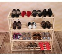 Étagère à chaussures en bois de pin 80 × 30 × 74 cm - 4 étagères - naturel