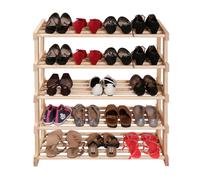 Étagère à chaussures en bois de pin 80 × 30 × 96 cm - 5 étagères - naturel