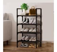 Étagère à chaussures en métal à 2/3/4/5 niveaux - Étagère moderne pour entrée résistante à la rouille, étagères noires pour la maison, l'université, pas de montage nécessaire