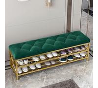 Étagère à chaussures en métal avec assise en velours - Armoire de rangement moderne de grande capacité - Vert - 100 x 30 x 46 cm - Organiseur élégant pour entrée et couloir.