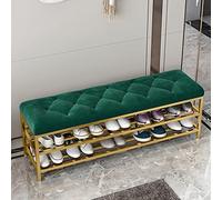 Étagère à chaussures en métal avec assise en velours - Banc à chaussures moderne de grande capacité pour couloir