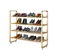 Étagère à chaussures en métal doré - Gain de place - Multifonctionnel - Pour entrée, couloir et salon - Idéal pour ranger des chaussures et des accessoires - Solution élégante de décoration