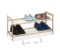 Étagère à chaussures en métal empilable 2 étagères léger support à souliers