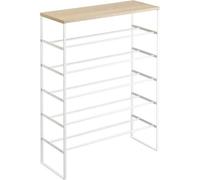 Yamazaki Étagère à chaussures Tower en métal et bois blanc