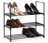 VILDE Étagère à chaussures 3 niveaux - Métal noir - rangement pour 9 à 12 paires - dimensions compactes 57x28x55 cm
