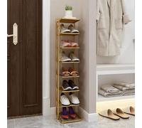 Étagère à chaussures en métal, support vertical à 6 niveaux, design mince autonome pour placard, entrée et chambre à coucher, finition dorée élégante, tour d'angle peu encombrante, moderne