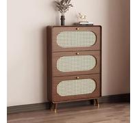 Étagère à chaussures en rotin avec 3 tiroirs pliables, pour entrée, couloir, salon, armoire de rangement élégante pour chaussures