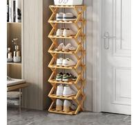 Étagère à chaussures et bibliothèque multifonction en bambou - Étagère de rangement pliable autonome pour 8e étage, élégante et peu encombrante pour l'entrée et la maison