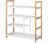 HOMCOM Etagère à Chaussures - étagère de Rangement - Meuble Chaussures 4 Niveaux Bois de pin étagères à Lattes MDF Blanc