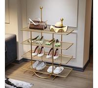 Étagère à chaussures étroite - 2/3/4 niveaux - Meuble peu encombrant pour entrée, salon, chambre à coucher - Doré 65 x 90 cm - Élégant Shoe nizer