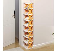 Étagère à chaussures étroite à 9 niveaux - Tour de rangement empilable en plastique pour petits espaces Design élégant en forme de X facile à nettoyer - Idéal pour maximiser l'espace dans le placard